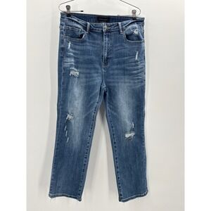 RISEN‎ JEANS Womens Size 15 32 Ripped Frayed Hem Straight Leg Denim Jeans